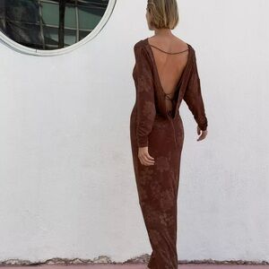 🎉SALE🎉 NWT ZARA Open Back Jacquard Maxi Dress